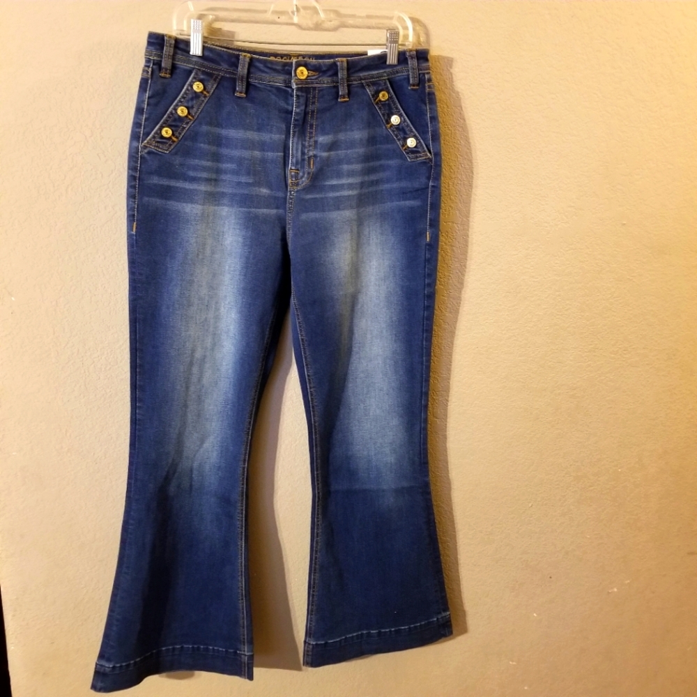 Rock & Roll Denim New Womens High Rise Trouser Blue Jeans Extra Stretch W33 L32